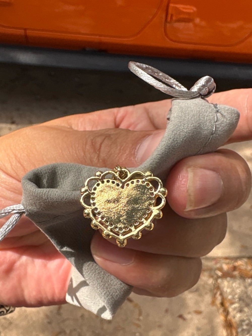 Gold Heart Pendant Necklace with Cross and Pearl Accent - Picture 6 of 7